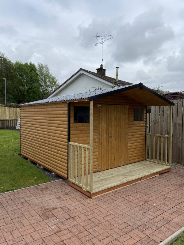 10ft X 12ft, 19mm Log Cabin T&g, Metal Roof, Porch